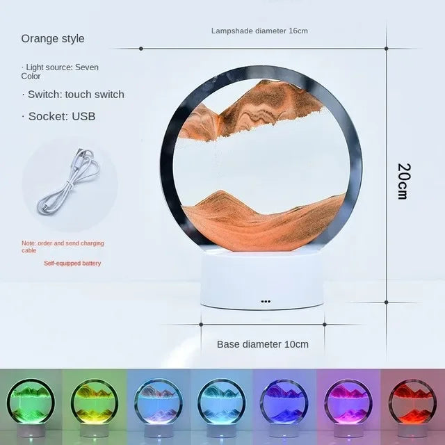 Moving Sand Art LED Hourglass – Mesmerizing Flowing Sand Display