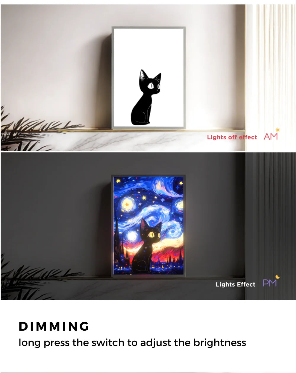 Van Gogh Starry Night LED Cat Painting