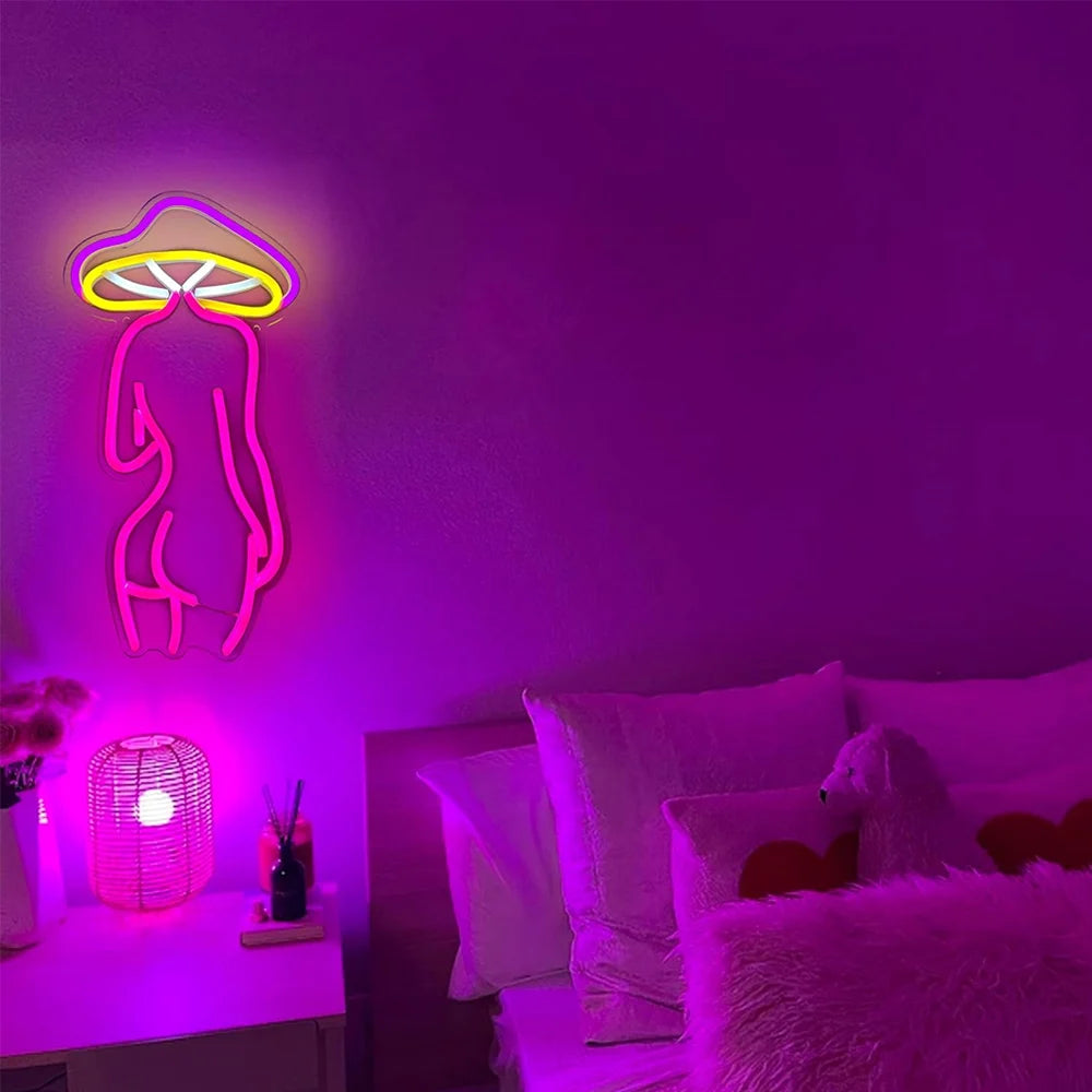 Mushroom Lady Neon LED Sign – Artistic LED Wall Decor