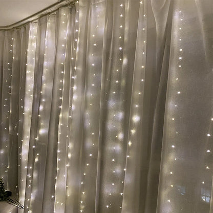 Christmas Curtain Garland LED String Lights – Festive Holiday Decor