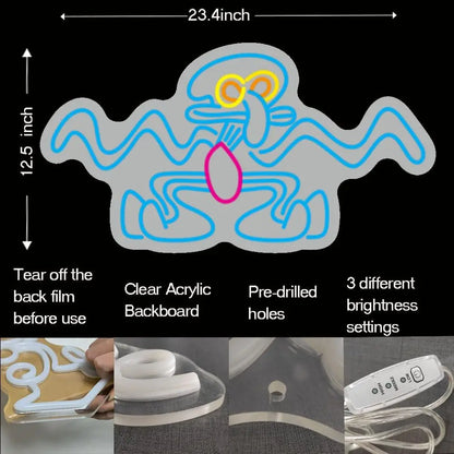 Cartoon Squid Neon Sign