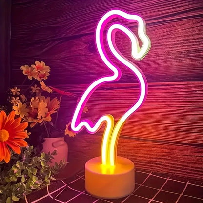 Tabletop LED Neon Signs – Flamingo, Cactus, Pineapple & More