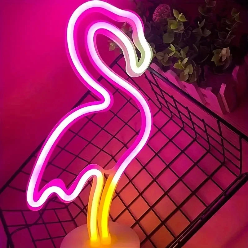 Tabletop LED Neon Signs – Flamingo, Cactus, Pineapple & More