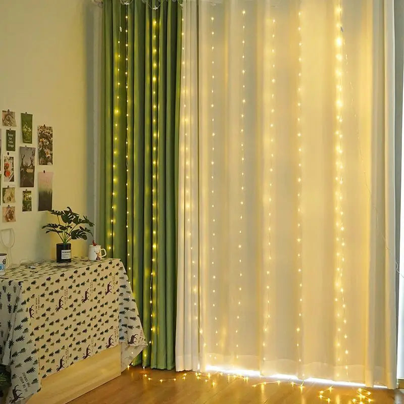 Christmas Curtain Garland LED String Lights – Festive Holiday Decor