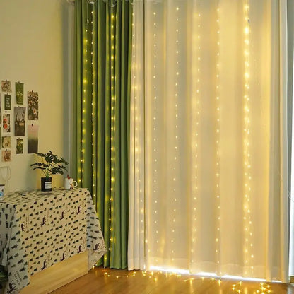 Christmas Curtain Garland LED String Lights – Festive Holiday Decor