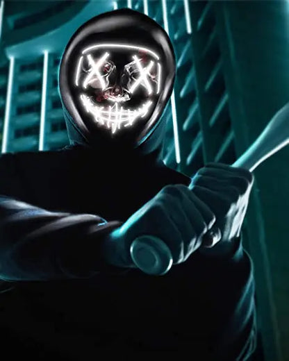 Light-Up Neon Halloween Mask – Battery Powered Costume Accessory