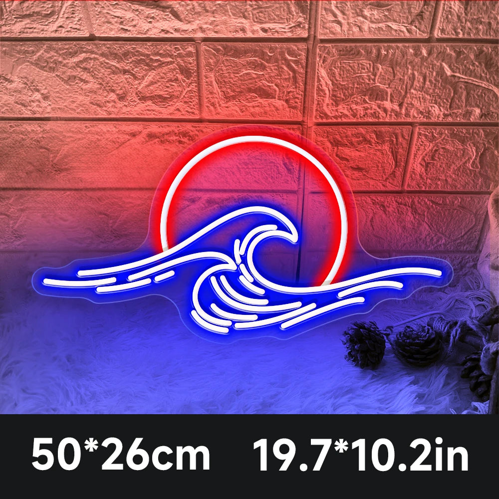 Sunset Ocean Wave Neon Sign – Coastal-Inspired Wall Decor