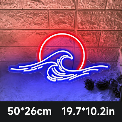 Sunset Ocean Wave Neon Sign – Coastal-Inspired Wall Decor