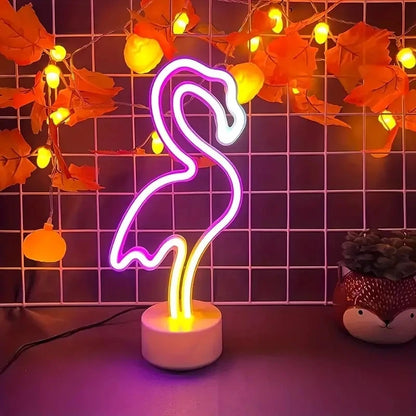 Tabletop LED Neon Signs – Flamingo, Cactus, Pineapple & More