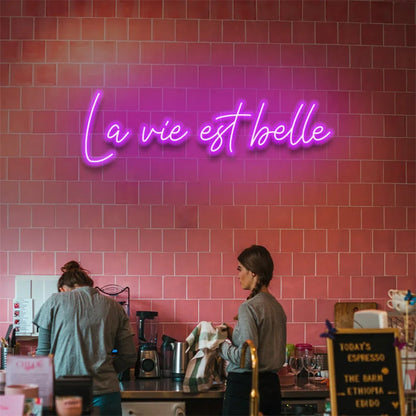 C’est La Vie, La Vie Est Belle LED Neon Signs – Elegant French-Inspired Wall Decor