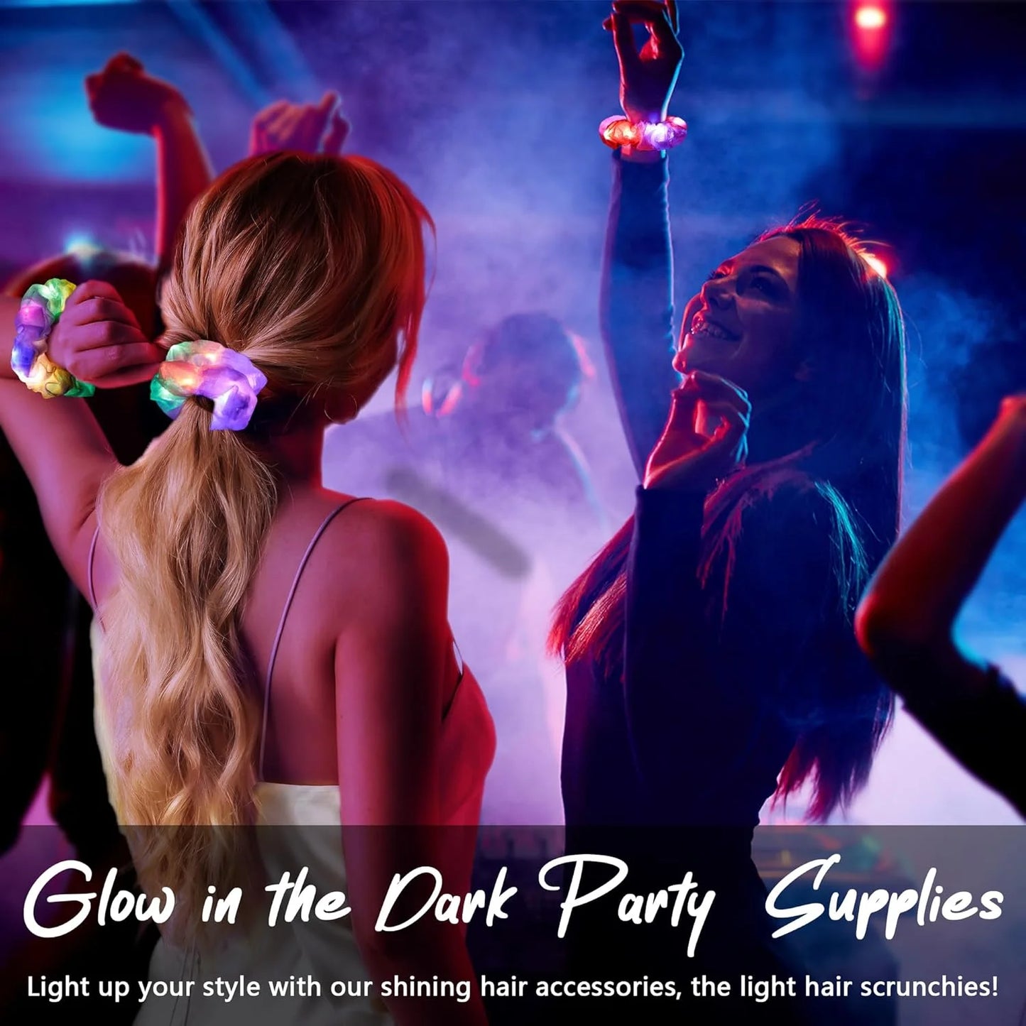 1/10pcs Women’s Light-Up Hair Scrunchies – Glow-in-the-Dark LED Hair Accessories