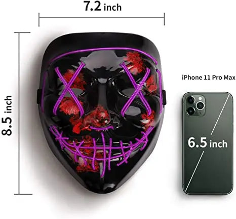 Light-Up Neon Halloween Mask – Battery Powered Costume Accessory