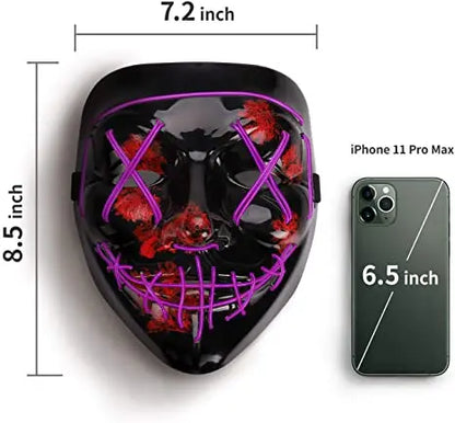 Light-Up Neon Halloween Mask – Battery Powered Costume Accessory