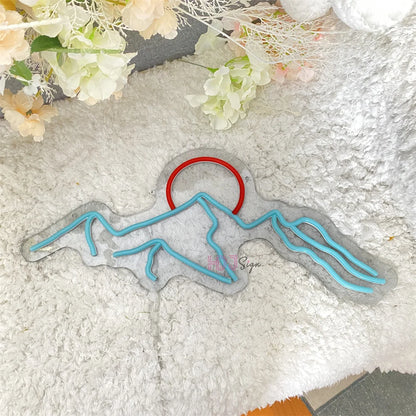 Neon LED Mountain and Sun Sign – Scenic Glow Wall Decor