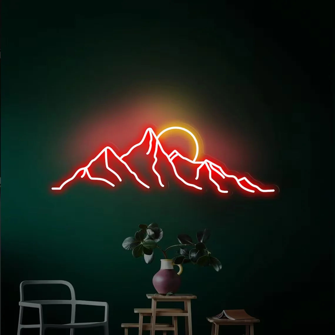 Mountain Neon Sign Wall Art Decor