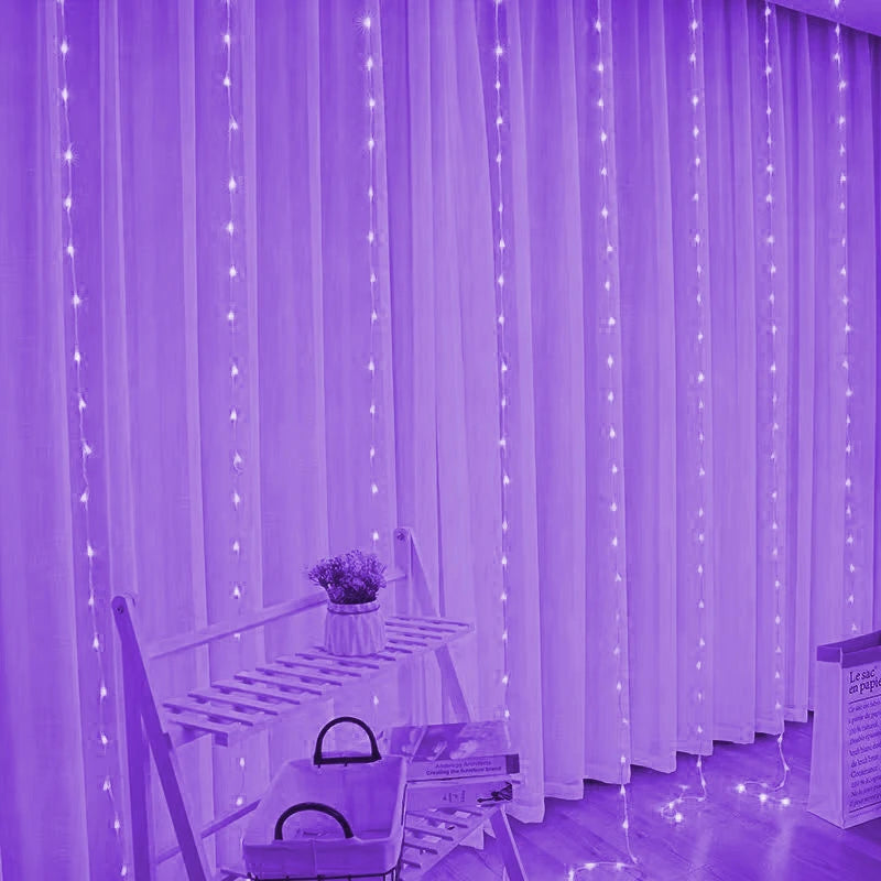 Christmas Curtain Garland LED String Lights – Festive Holiday Decor
