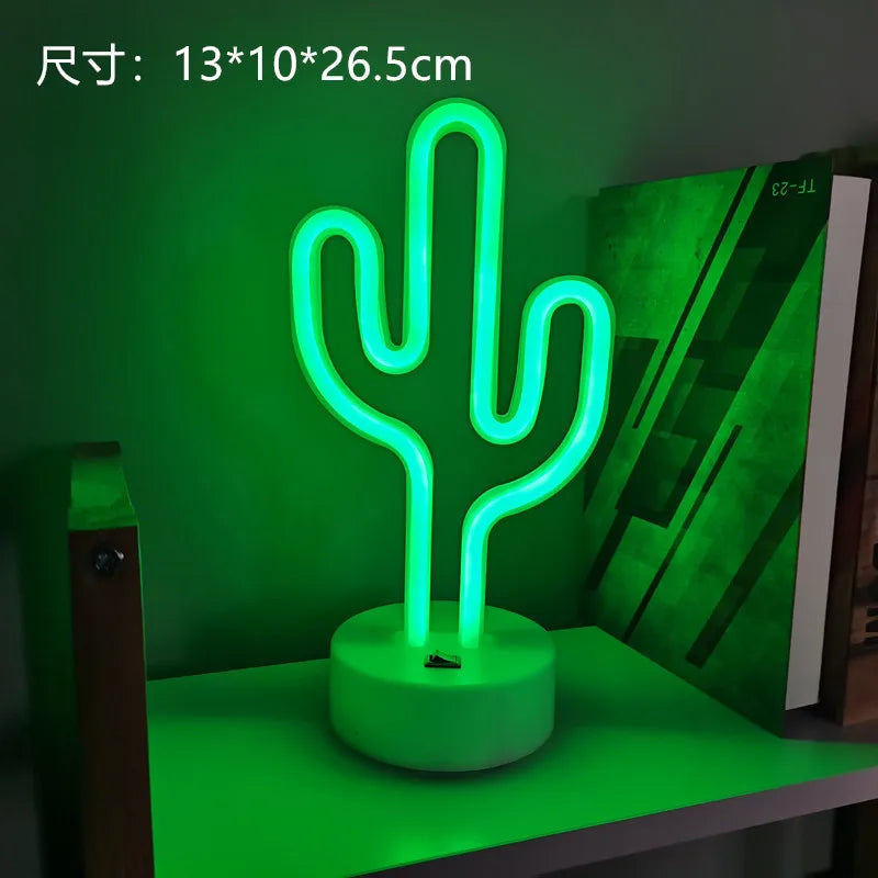 Tabletop LED Neon Signs – Flamingo, Cactus, Pineapple & More