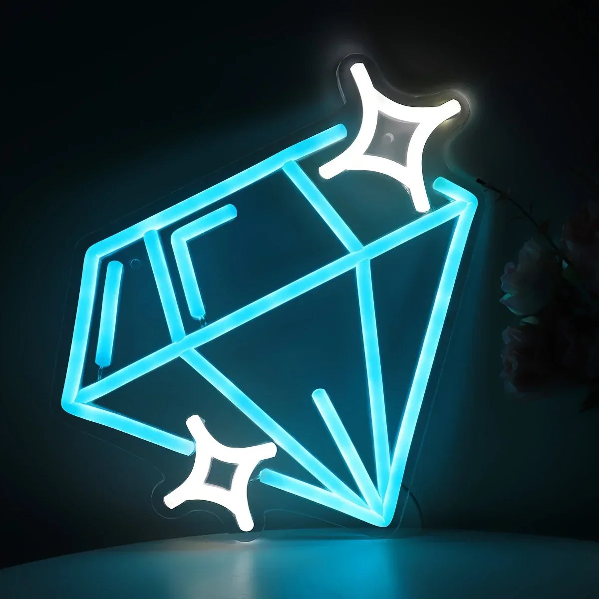 Blue Diamond LED Wall Neon – Vibrant Geometric Glow for Modern Spaces