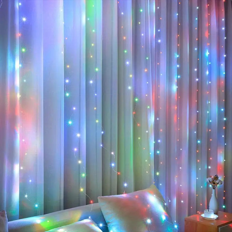 Christmas Curtain Garland LED String Lights – Festive Holiday Decor