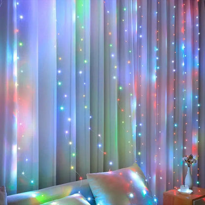 Christmas Curtain Garland LED String Lights – Festive Holiday Decor