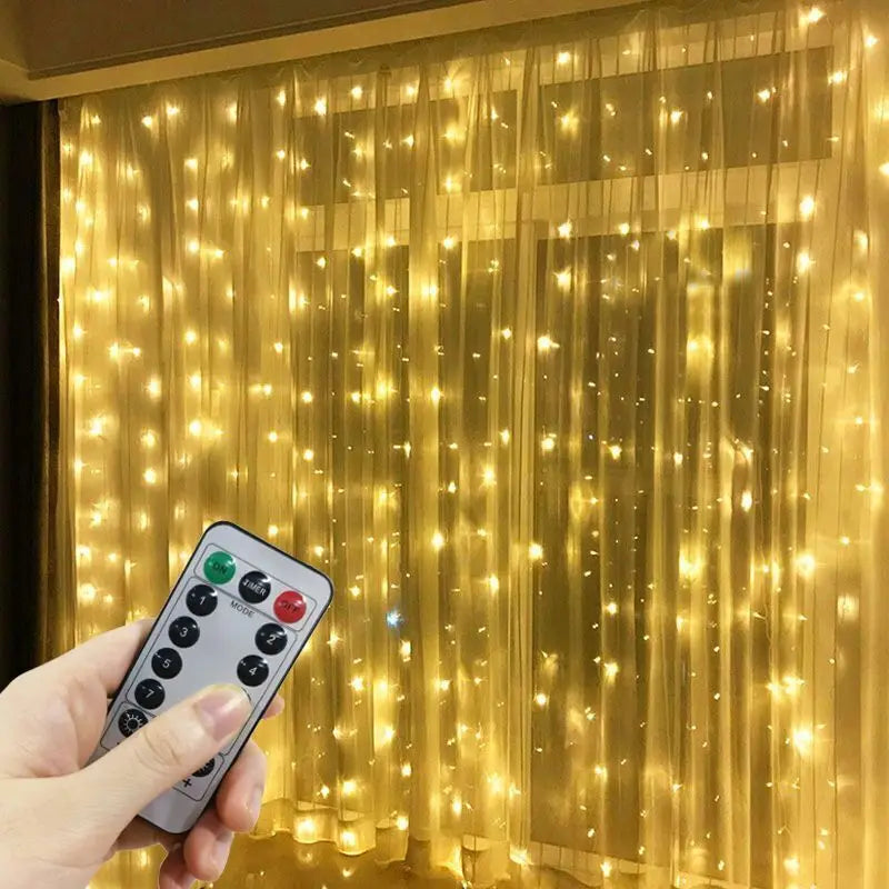 Christmas Curtain Garland LED String Lights – Festive Holiday Decor