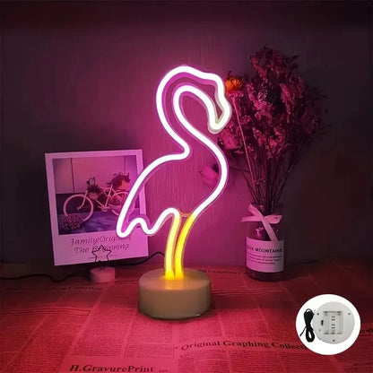 Tabletop LED Neon Signs – Flamingo, Cactus, Pineapple & More