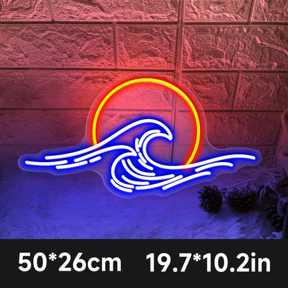 Sunset Ocean Wave Neon Sign – Coastal-Inspired Wall Decor