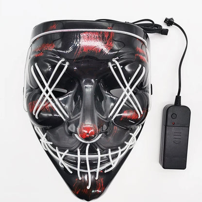 Light-Up Neon Halloween Mask – Battery Powered Costume Accessory