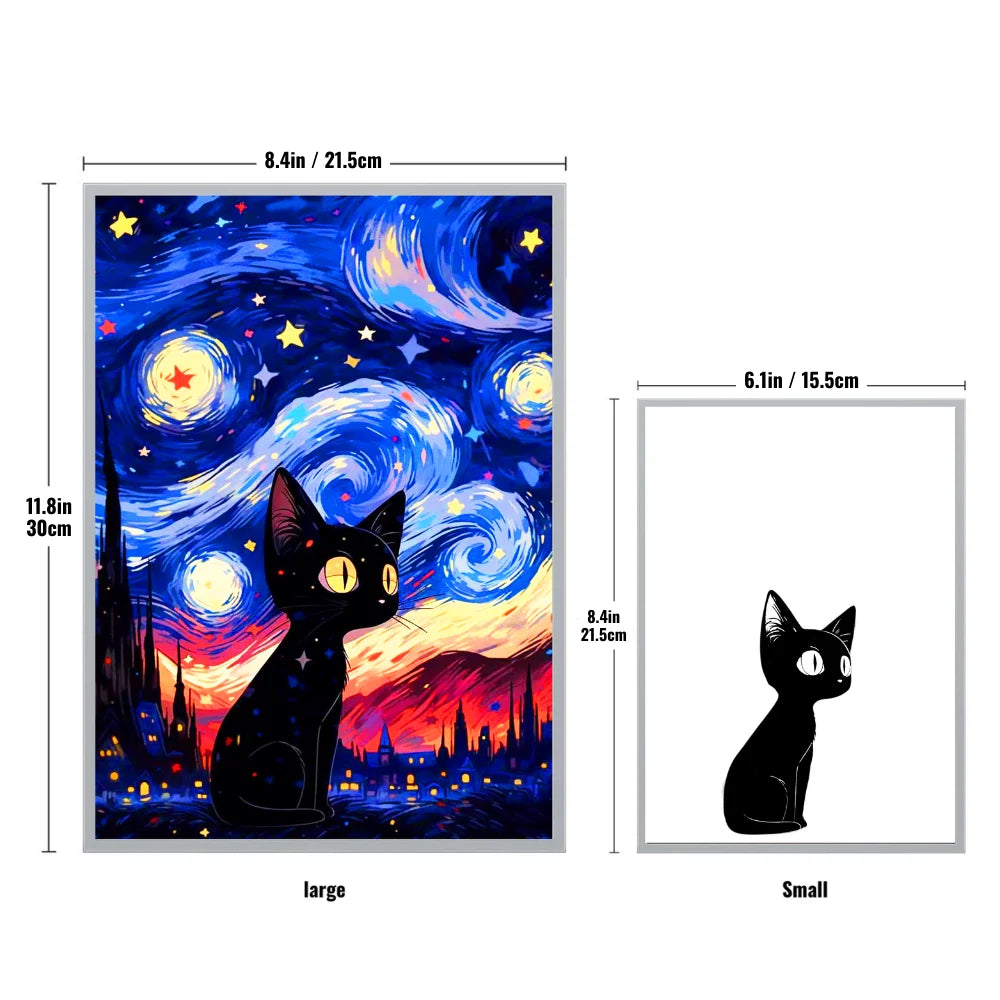 Van Gogh Starry Night LED Cat Painting