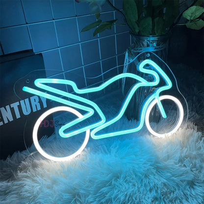Neon Motorcycle Light Sign – Brighten Up Your Space with Biker Vibes!