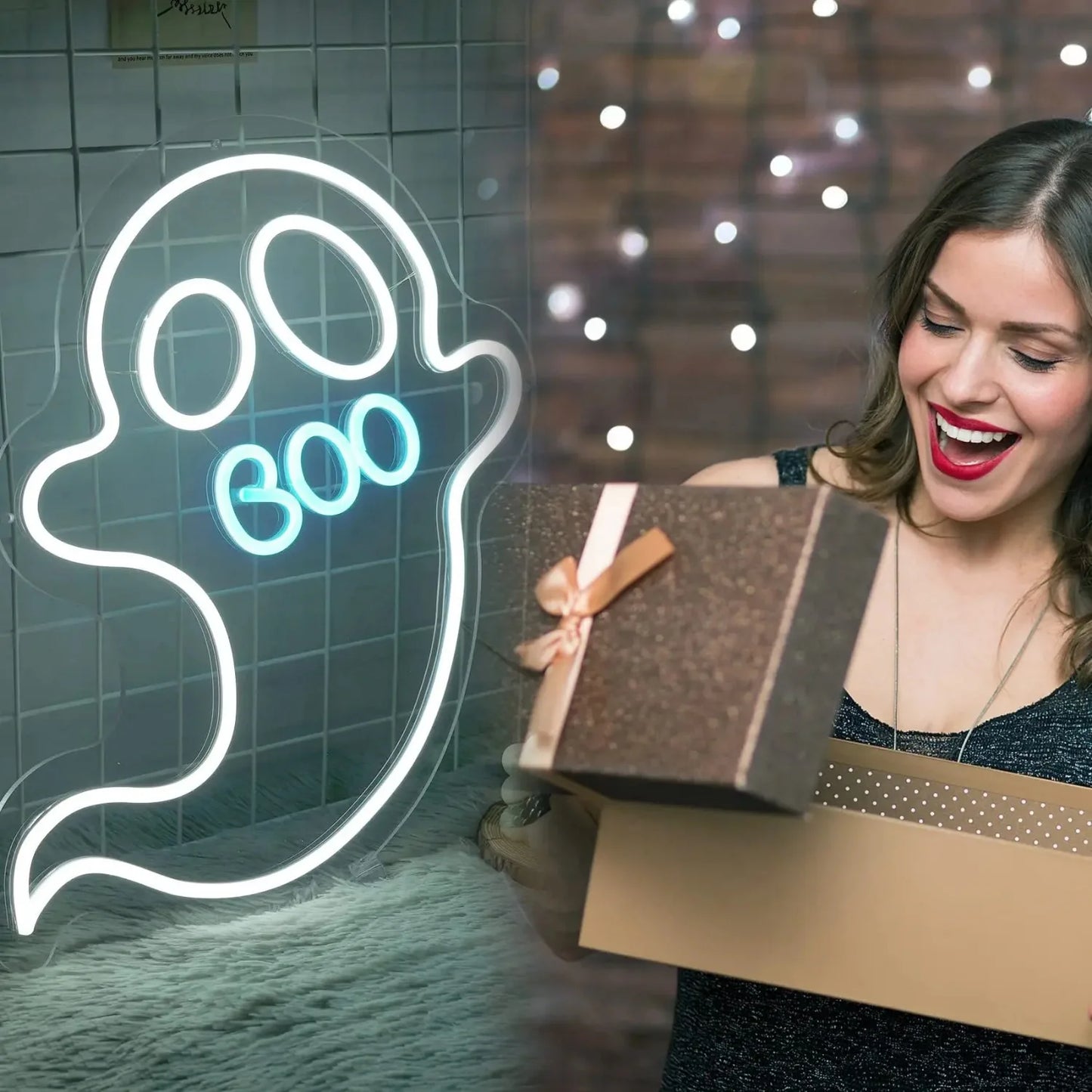 Little Ghost Neon Sign – Spooky & Cute LED Wall Decor
