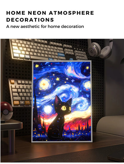 Van Gogh Starry Night LED Cat Painting