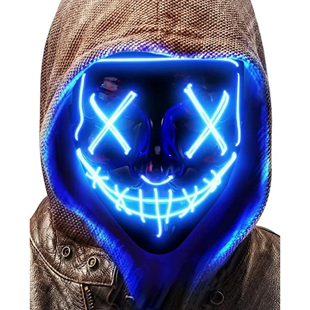 Light-Up Neon Halloween Mask – Battery Powered Costume Accessory