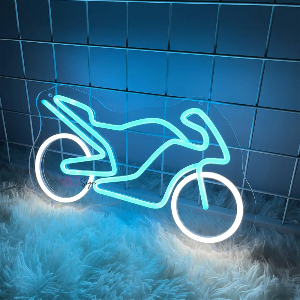 Neon Motorcycle Light Sign – Brighten Up Your Space with Biker Vibes!