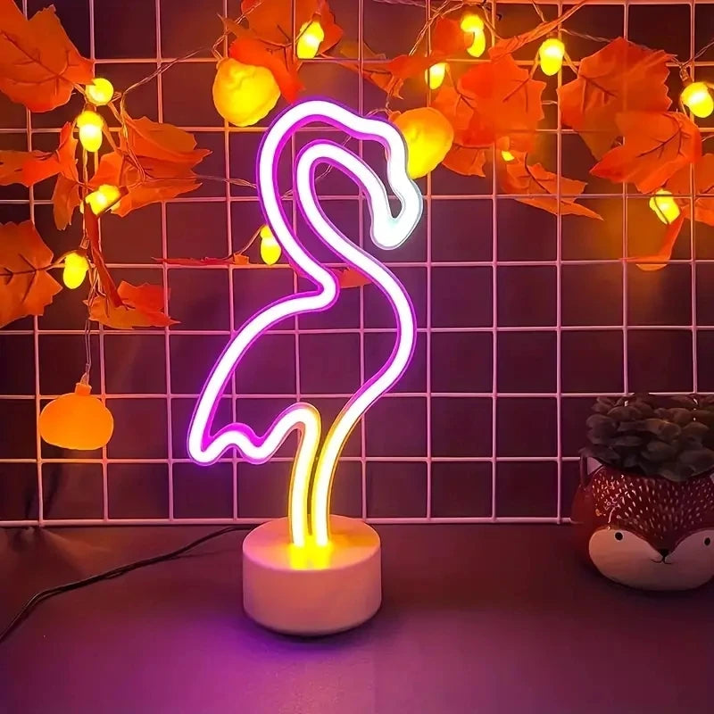Tabletop LED Neon Signs – Flamingo, Cactus, Pineapple & More