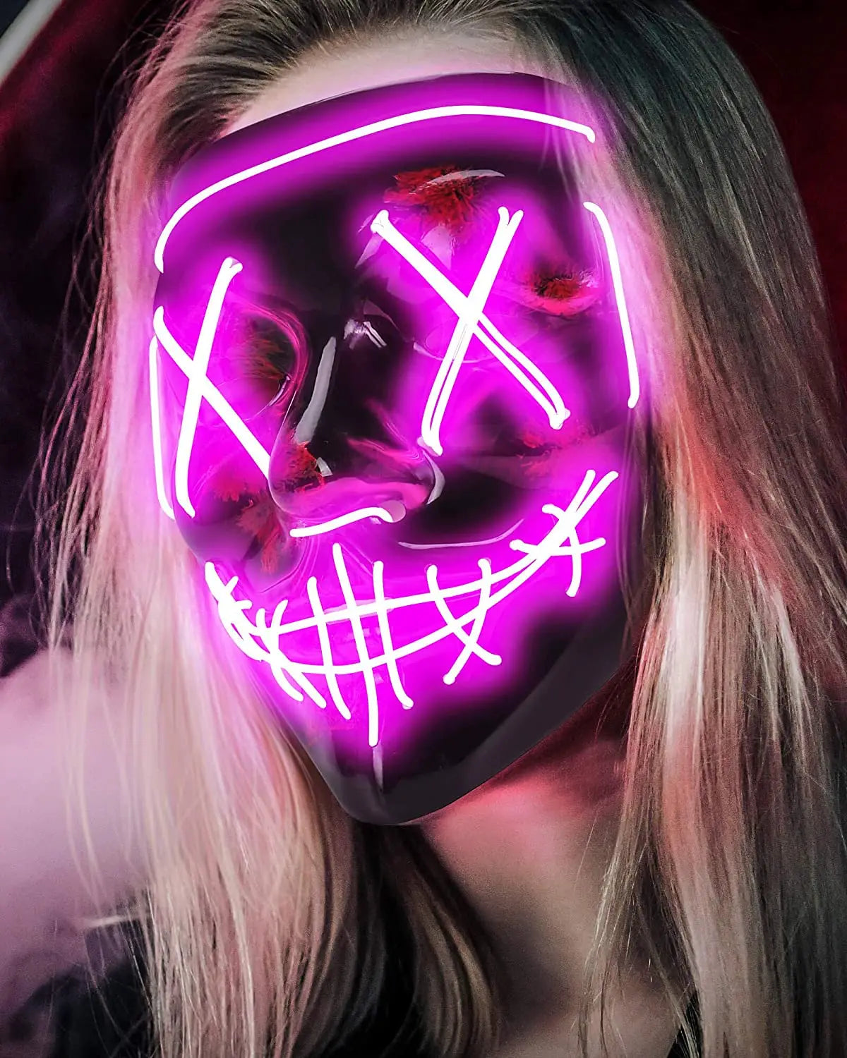 Light-Up Neon Halloween Mask – Battery Powered Costume Accessory