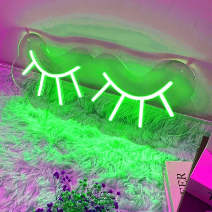 Eyelashes Neon Sign – Chic LED Wall Decor for Beauty Lovers