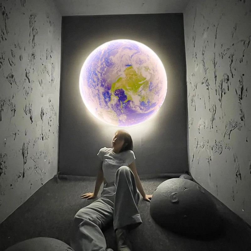 Modern Moon or Earth LED Wall Light – Celestial Glow for Contemporary Decor