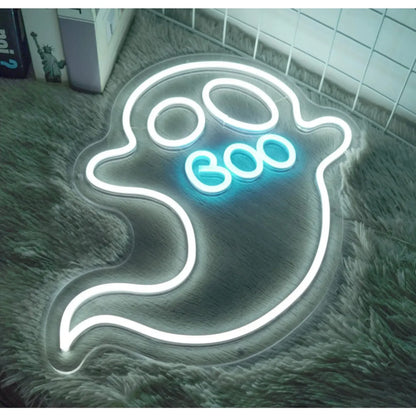 Little Ghost Neon Sign – Spooky & Cute LED Wall Decor