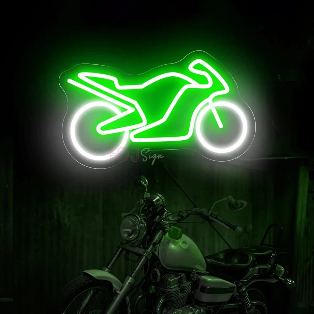 Neon Motorcycle Light Sign – Brighten Up Your Space with Biker Vibes!