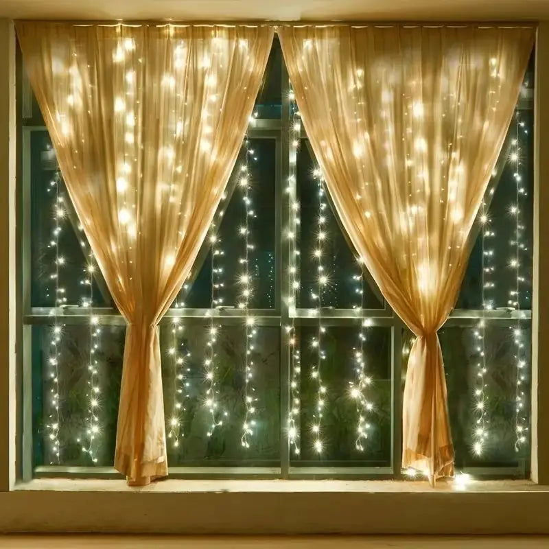 Christmas Curtain Garland LED String Lights – Festive Holiday Decor
