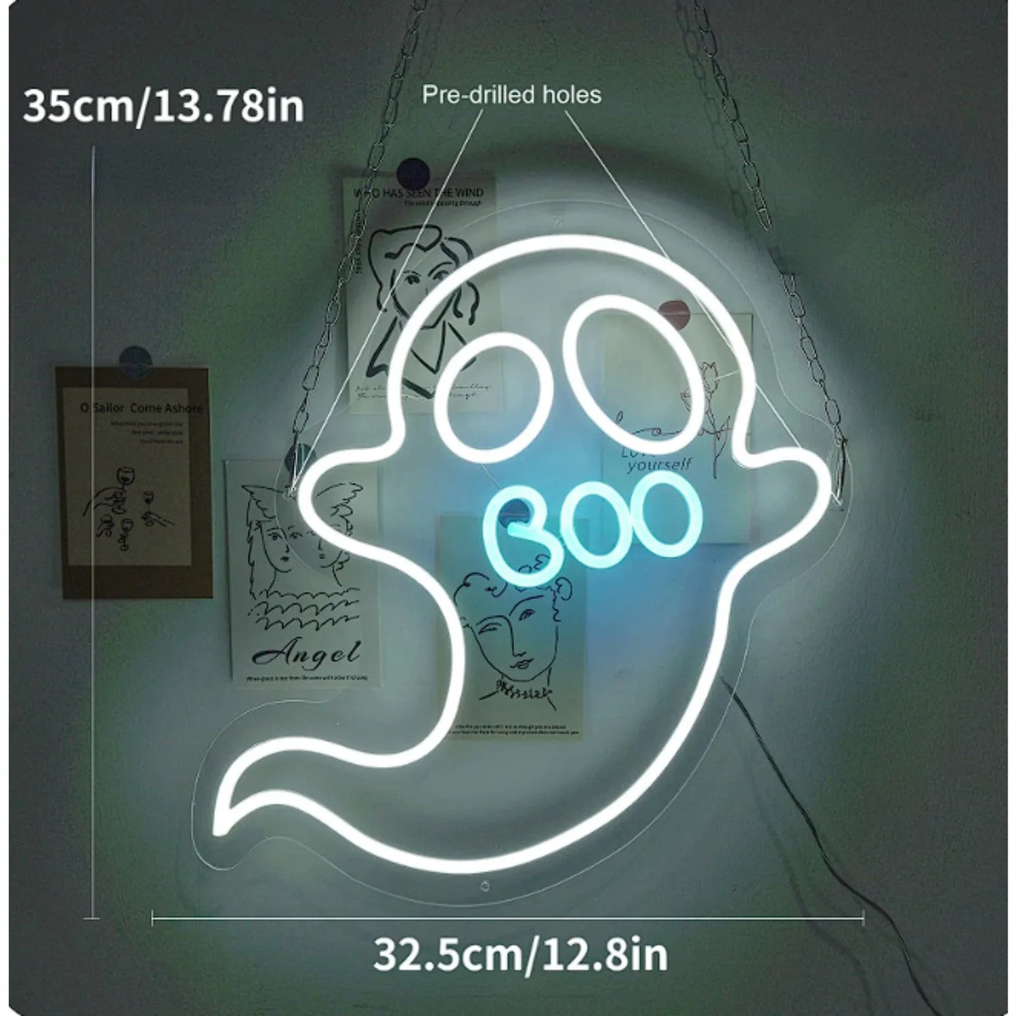 Little Ghost Neon Sign – Spooky & Cute LED Wall Decor