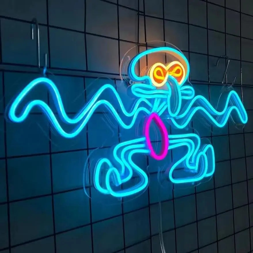 Cartoon Squid Neon Sign