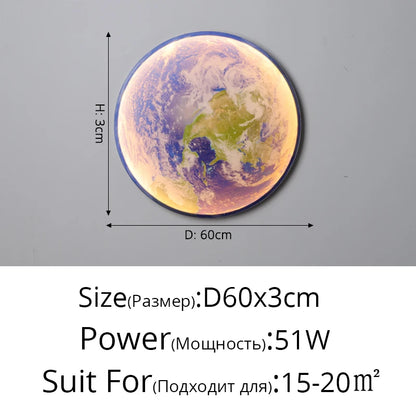 Modern Moon or Earth LED Wall Light – Celestial Glow for Contemporary Decor