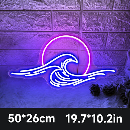 Sunset Ocean Wave Neon Sign – Coastal-Inspired Wall Decor