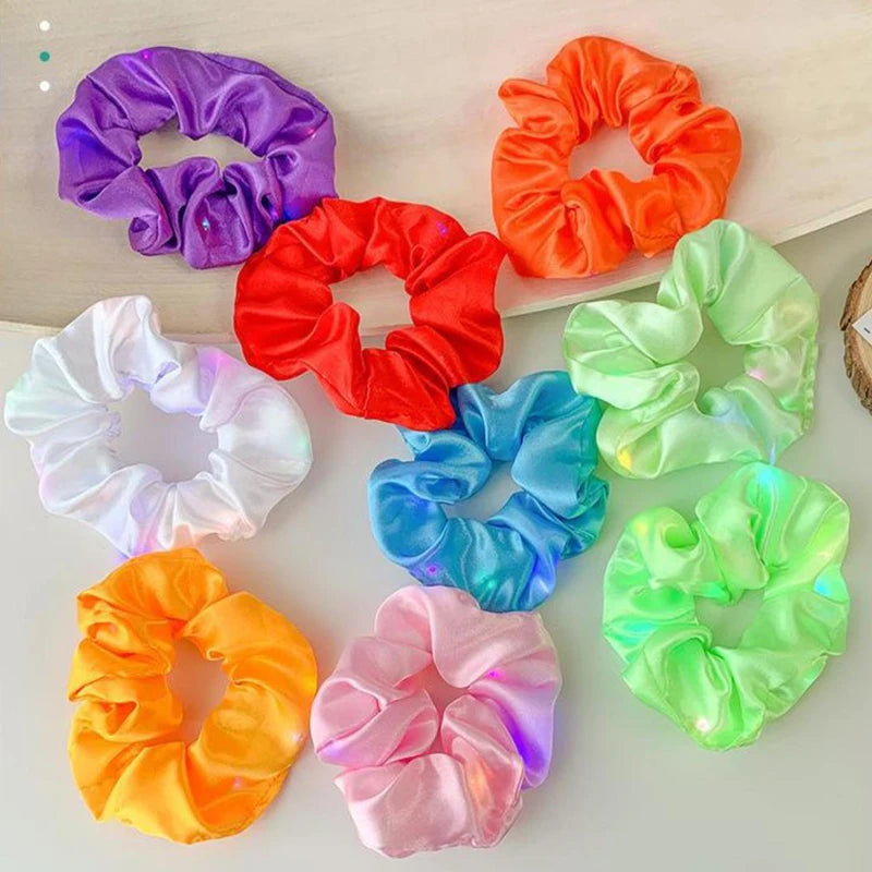1/10pcs Women’s Light-Up Hair Scrunchies – Glow-in-the-Dark LED Hair Accessories