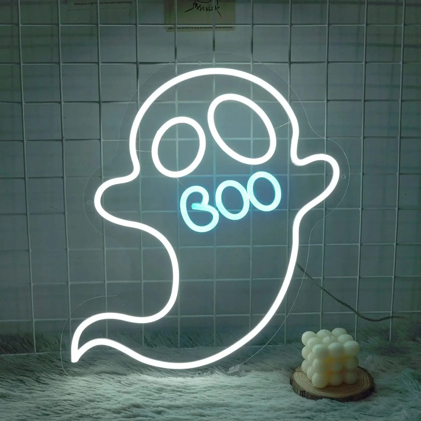 Little Ghost Neon Sign – Spooky & Cute LED Wall Decor
