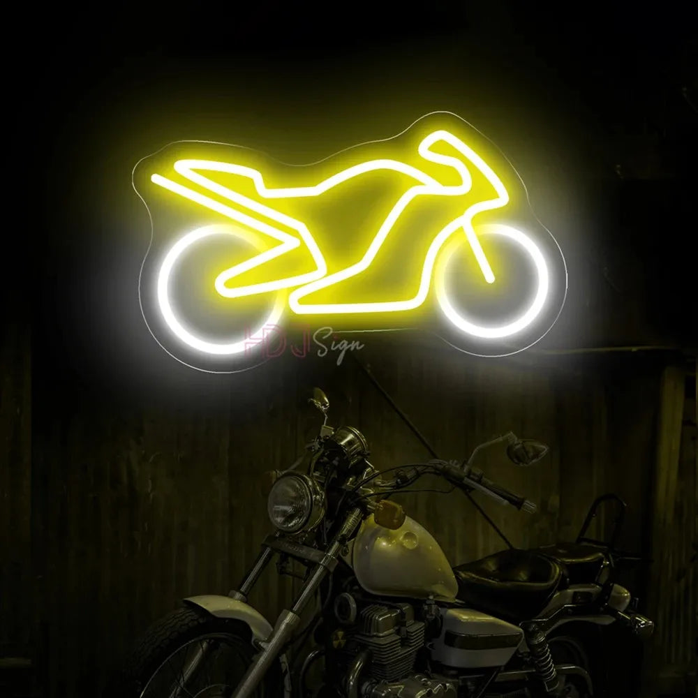 Neon Motorcycle Light Sign – Brighten Up Your Space with Biker Vibes!