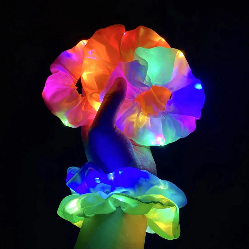 1/10pcs Women’s Light-Up Hair Scrunchies – Glow-in-the-Dark LED Hair Accessories