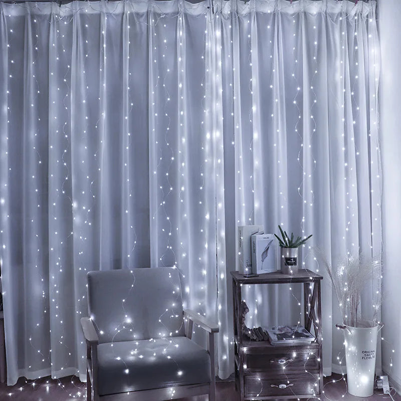 Christmas Curtain Garland LED String Lights – Festive Holiday Decor